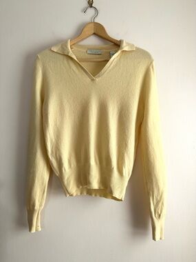Lord & Taylor • 100% Cashmere Butter Yellow Collared Sweater